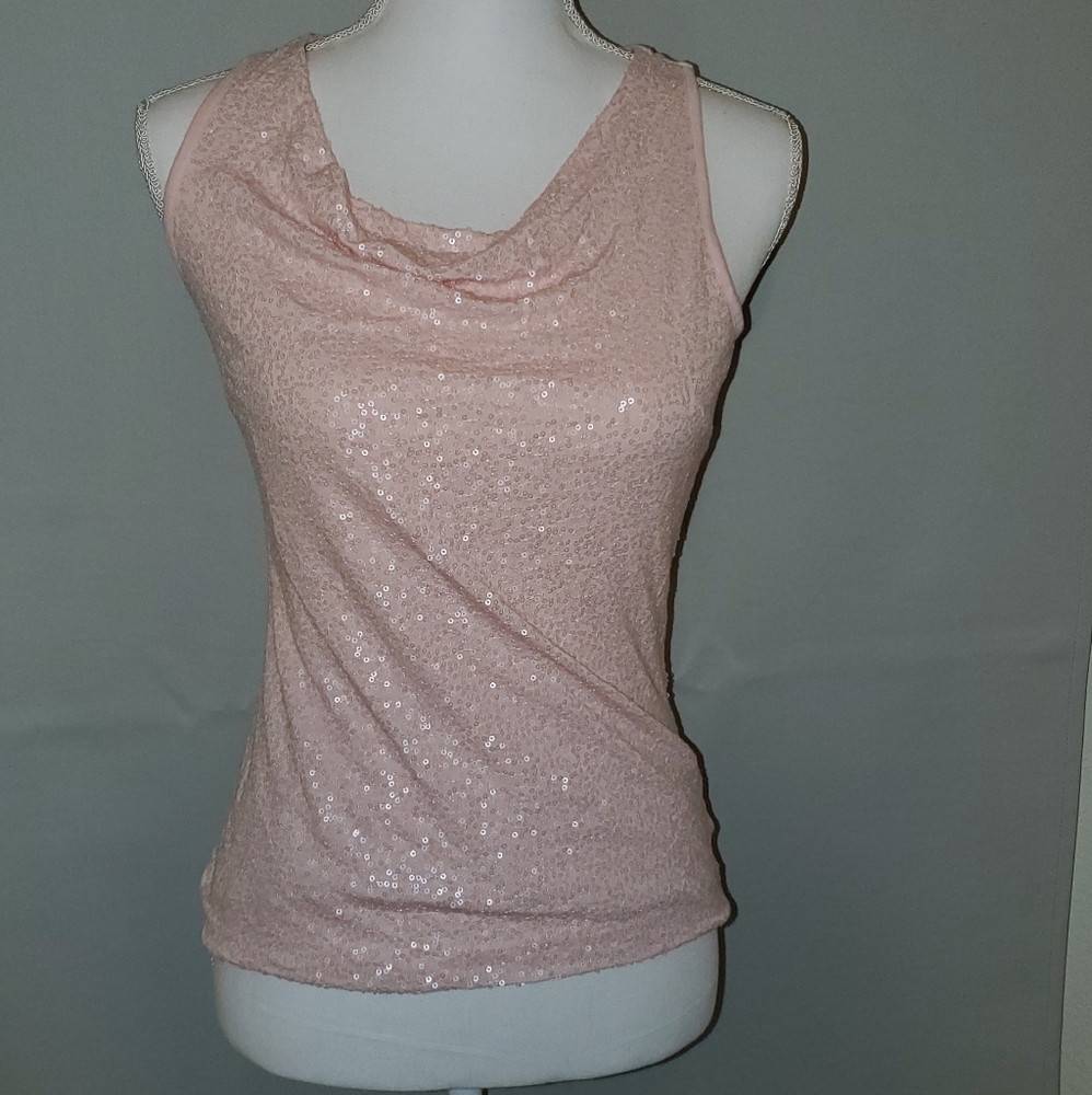 INC Pink Sequins Tank Blouse Small